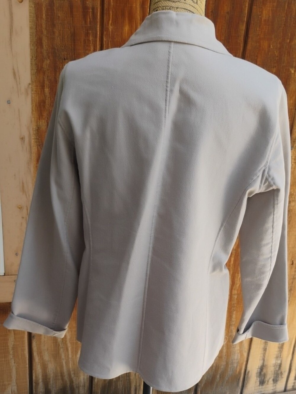 Eileen Fisher Light Khaki Double-Breasted Pea Jacket - Picture 5 of 9